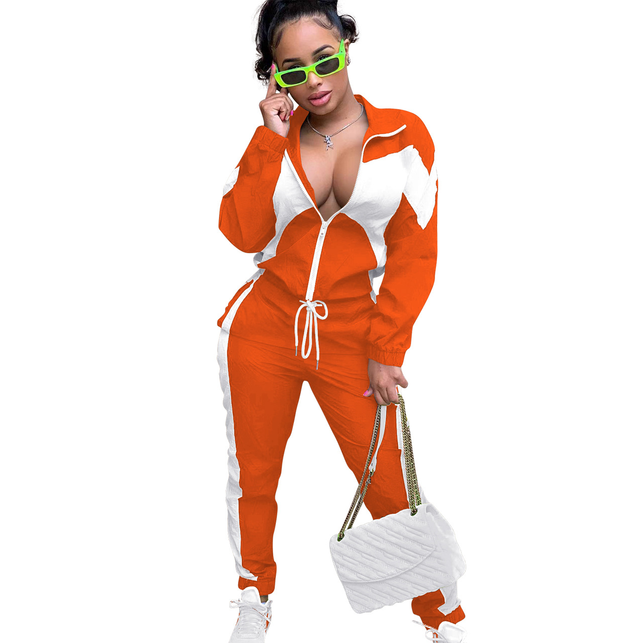 364g Weight Long Sleeve Sleeve Length Polyester Fabric Type Pant Co-ord Set Sets Type 2 Pieces Set Quantity Daily Occasion Turndown Neckline Regular Fit Fit Type Color Block Pattern Spring, Autumn Season Women's Gender Casual, Streetwear Style Daily Women's Casual Streetwear Color Block Polyester Pant Co-ord Set Pants Sets 26