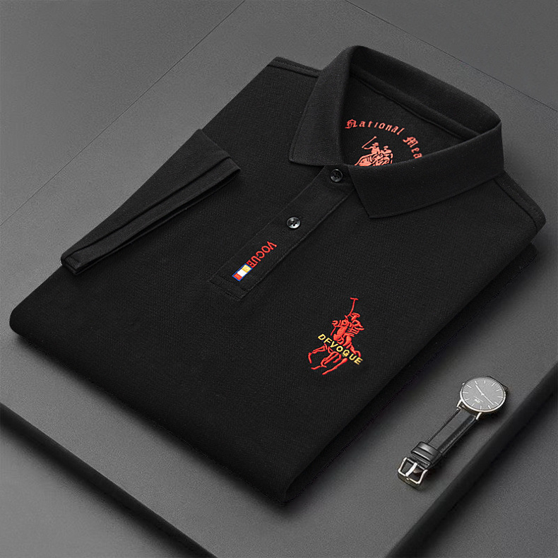 2024 Summer Pure Cotton POLO Shirt, Fashionable Casual High-end Embroidered Turn-down Collar Short Sleeve T-shirt Men's_viptrois.com