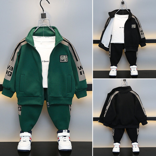 Boys Cardigan Ribbon Set  Spring and Autumn New Style Children's Handsome and Trendy Two-Piece Set Sports Set for Small and Medium-sized Children