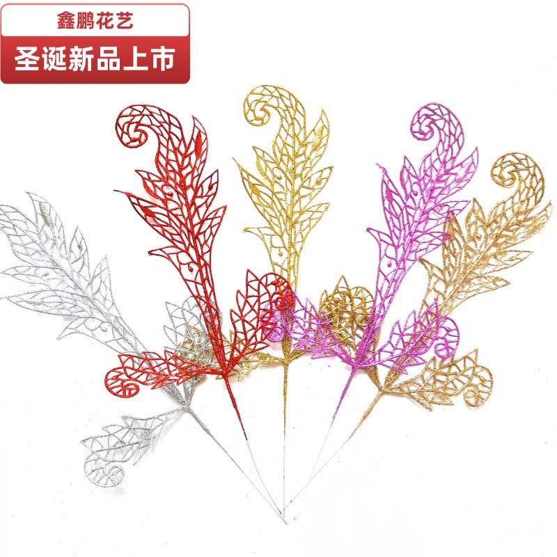 Factoria transfronteriza franco-exemplar recta de navidad accesorios de decoración para el hogar simulación de plantas 37cm de oro en polvo de hipocaballo