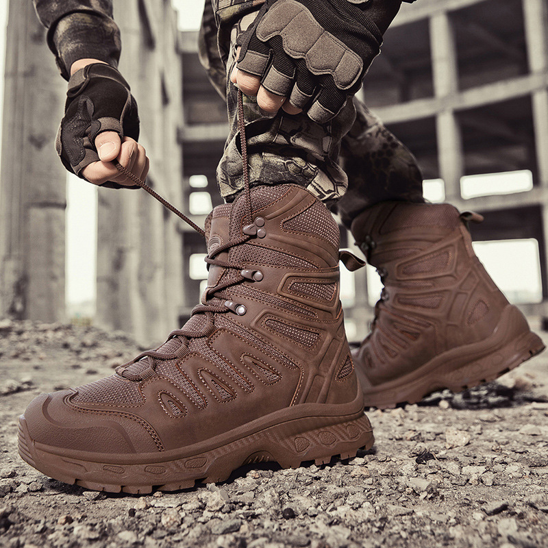 Una pieza de botas tácticas transfronterizas para hombres, tamaño 47 botas militares al aire libre, cordón antideslizante, anti-abrasión y anti-choque