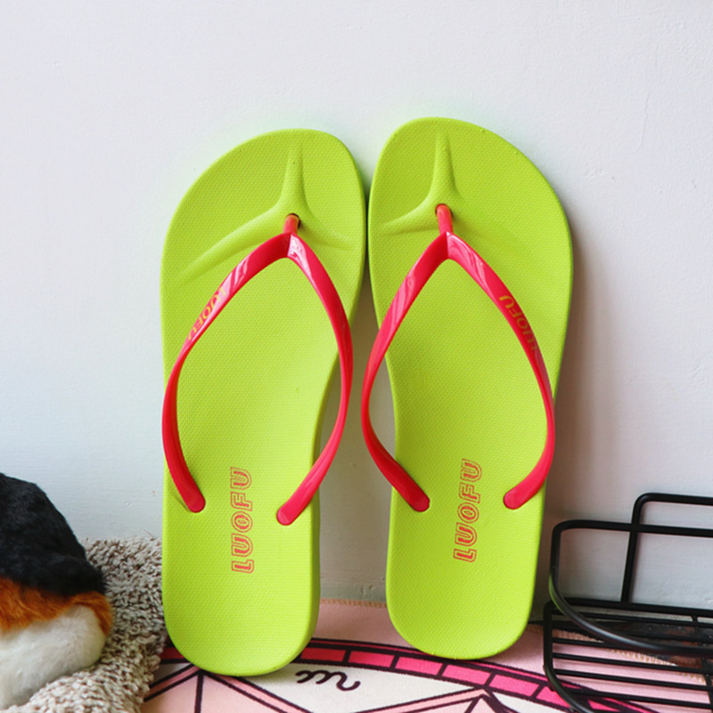Luofu flip-flop verano estudiante fiesta cómodo ligero resistente al desgaste plana flip-flop zapatillas de baño simple
