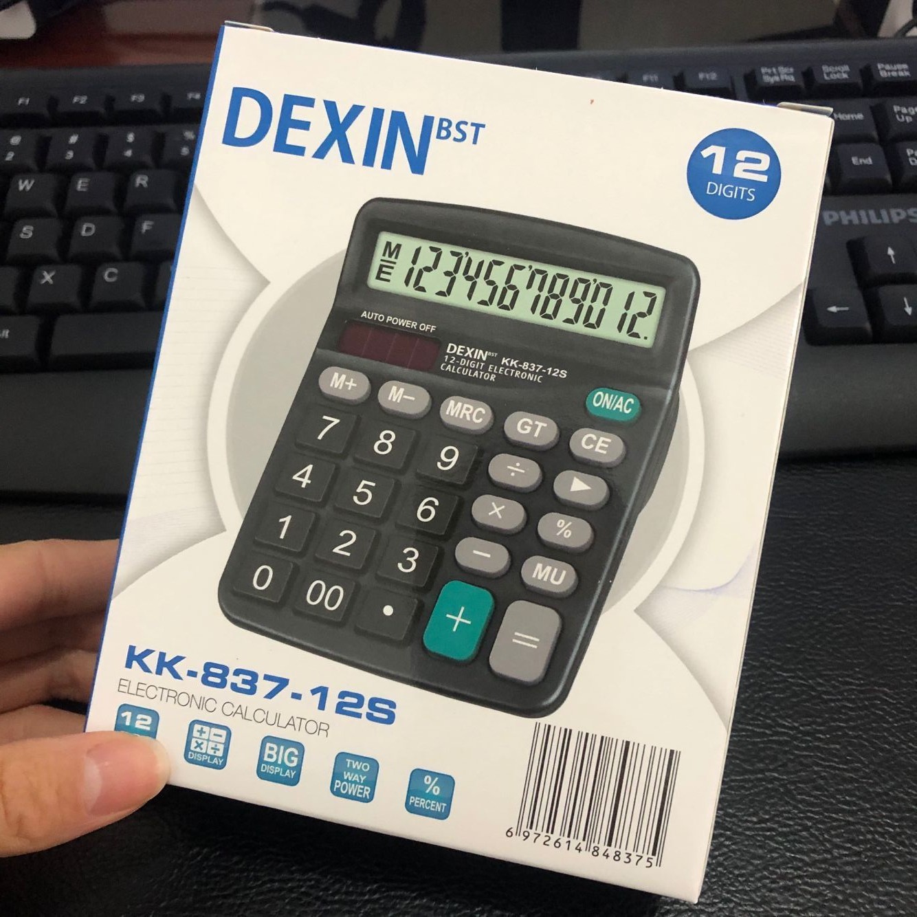 Fábrica de fuente 837 calculadora de doble fuente de alimentación 12 bits de pantalla computadora de oficina calculadora de escritorio financiera al por mayor