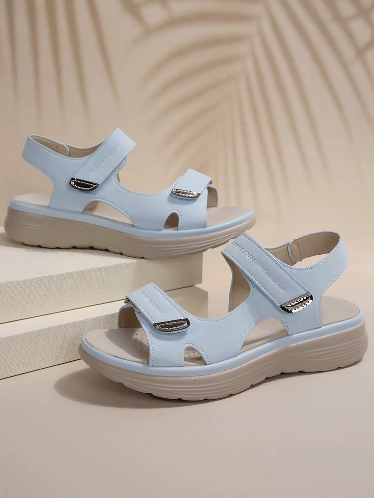 Summer Platform Sandals with Velcro Straps for Leisure, Imported, Plus Size