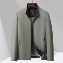 爸爸外套春秋装上衣中年男士2025新款字母衣服中老年立领休闲夹克