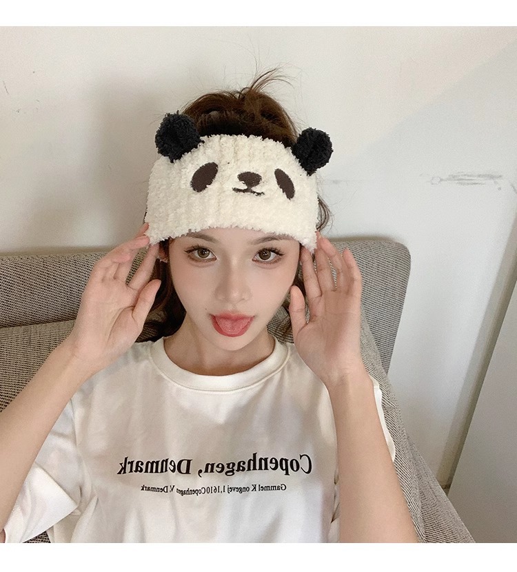 Fascia panda in peluche per lavaggio viso accessorio capelli donna_voghion.com