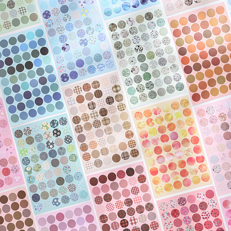 Colorido adorable y papel etiqueta pegatinas diy diario diario material de decoración marcador redondo pegatinas de sellado