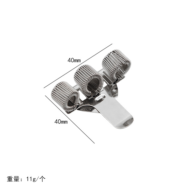 Silver three spring pen clips
