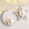 Fresh platinum universal earrings from pearl, diamond encrusted