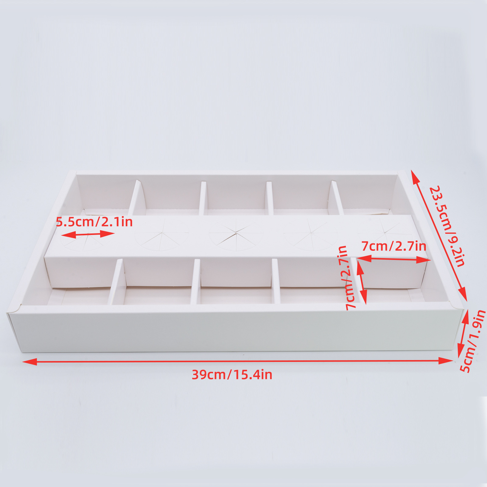 판지/골판지, 흰색 10격자(뚜껑 포함)