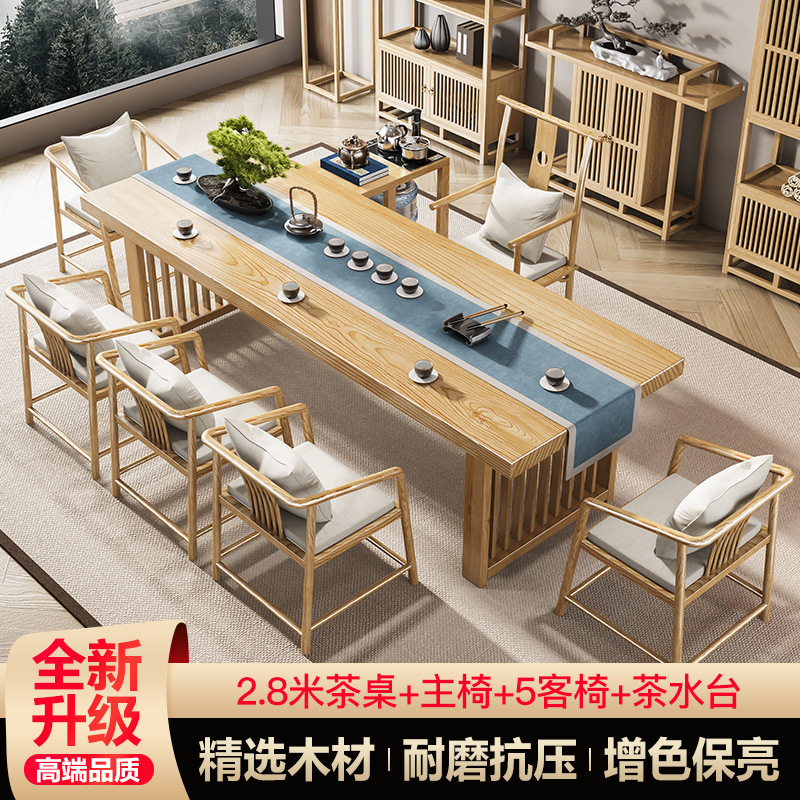 [업그레이드 럭셔리] 8cm 두꺼운 2.8 m 테이블 메인 의자 5 게스트 의자 티 테이블