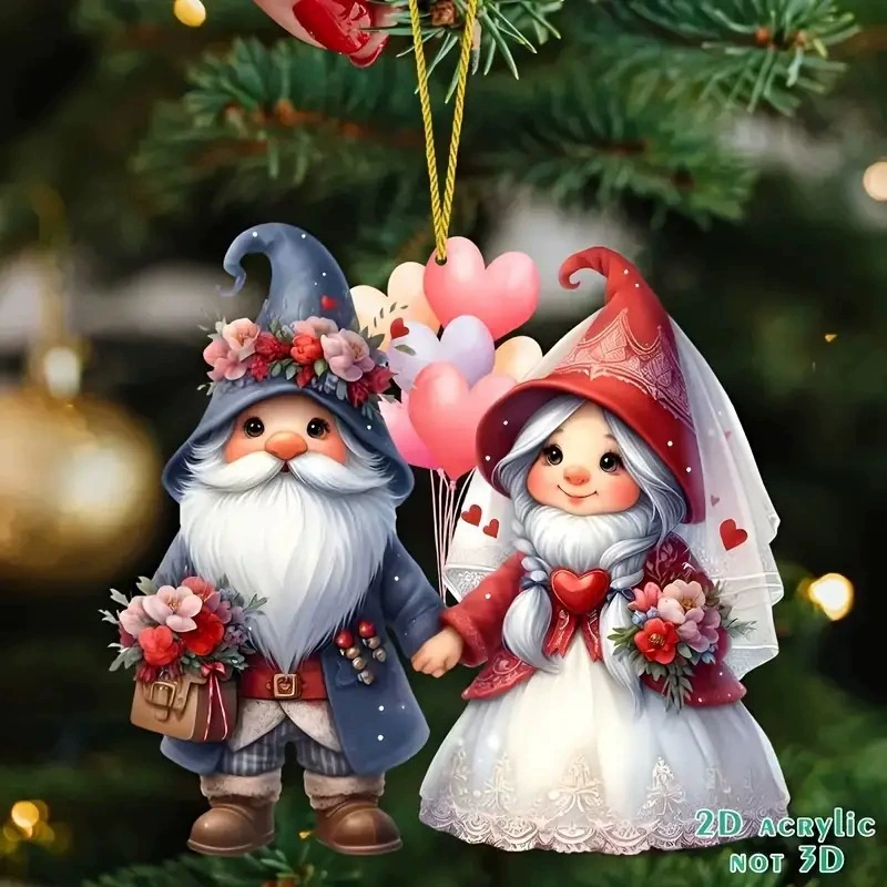 Новый рождественский гном пара 2d подвеска трансграничный акриловая плоская машина подвеска праздничный подарок украшения