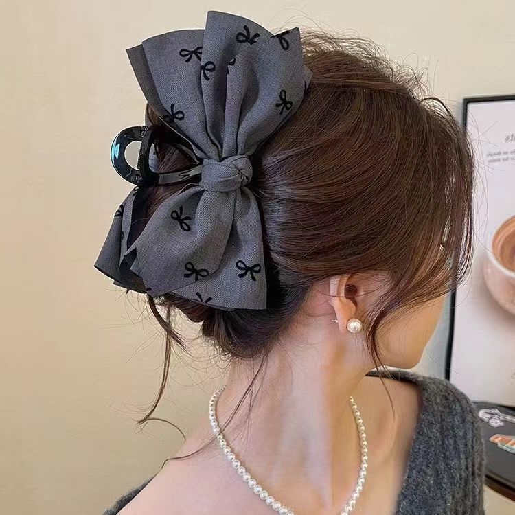 ハイエンドのパールリボングリッパー、女性用の大きなヘアピン、後頭部のヘアピン、エレガントなサメクリップ|undefined