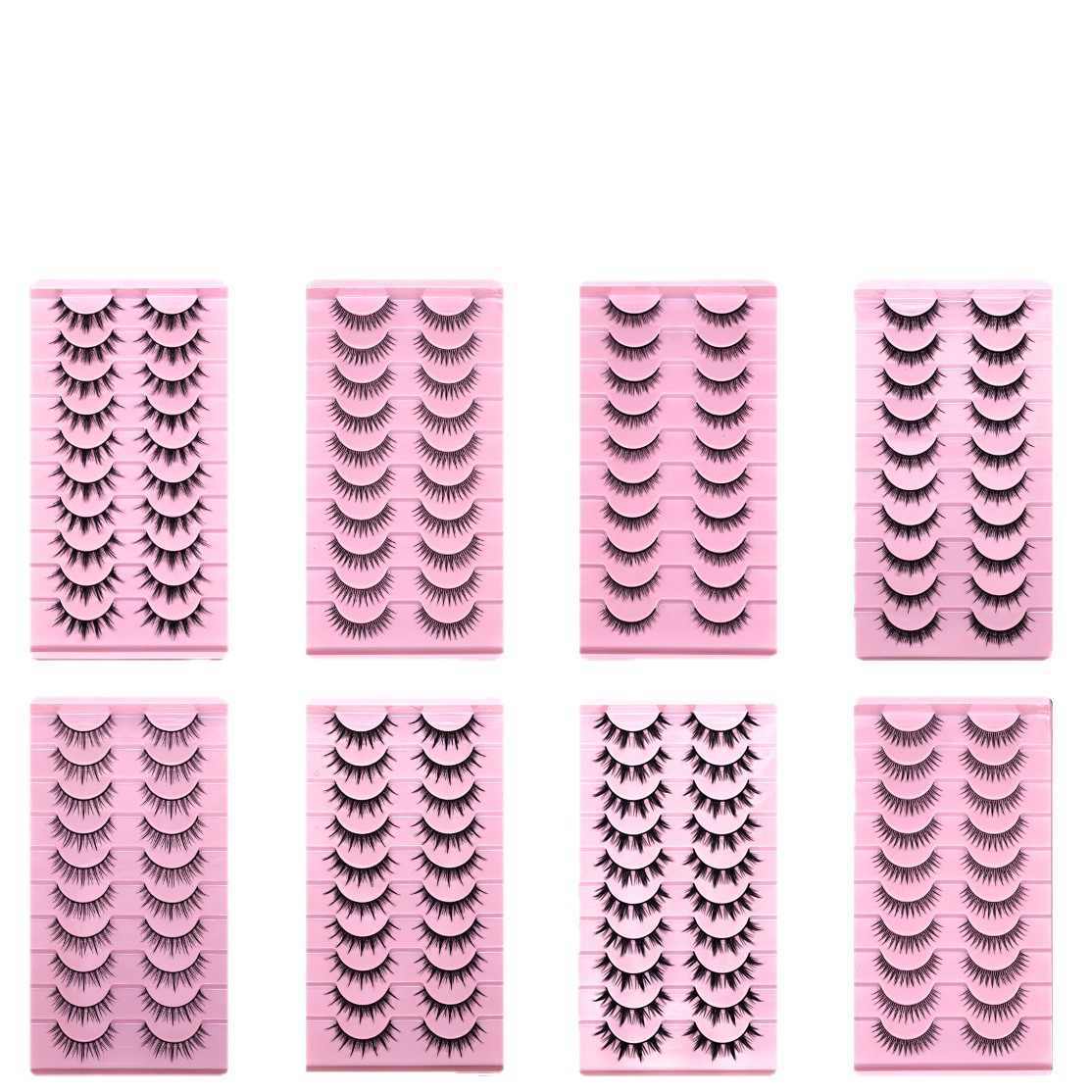 10 pares de pestañas falsas de terrier negro, punta de torre, grupo de mujeres coreanas, pequeño demonio, pestañas falsas de terrier duro, párpados dobles que pueden soportar pestañas falsas.