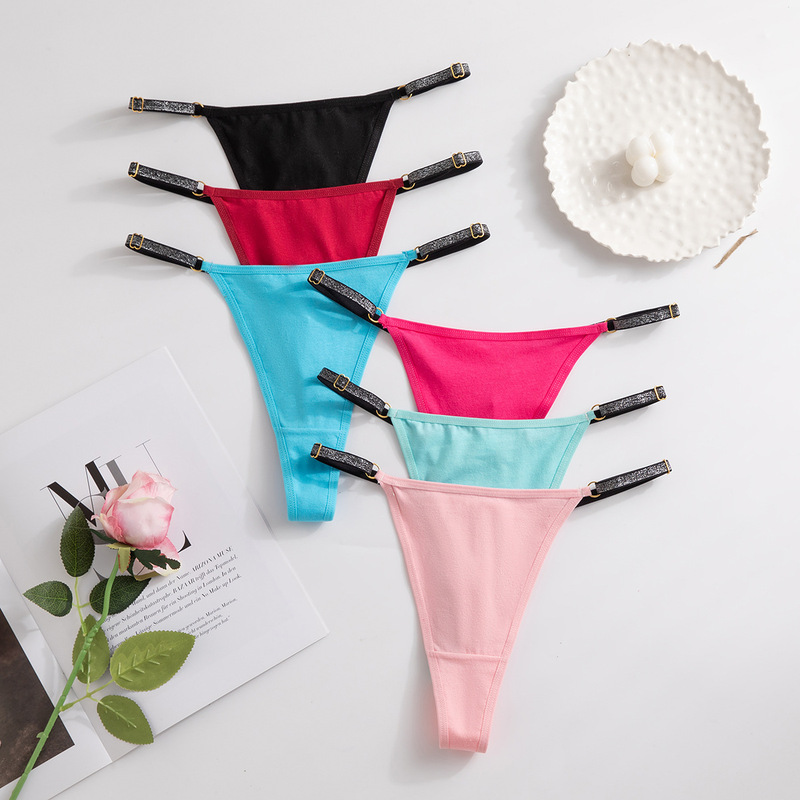 New cross-border women's underwear, sexy thong with adjustable elastic band, pure cotton crotch, seamless one-piece T-pants