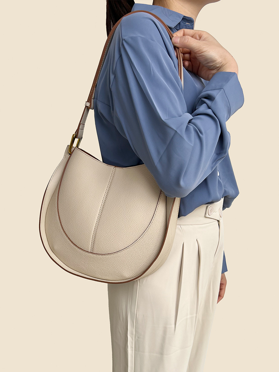 New Bag for Women's Soft Leather Niche Women's Bag, Trendy Saddle Bag, Large Capacity Single Shoulder Cross Body Bucket Bag_voghion.com