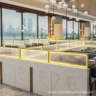 Light Luxury Low Booth Modern Restaurant Iron Art Long Rainbow Glass Screen Stainless Steel Heightened Fence Decorative Partition Fence