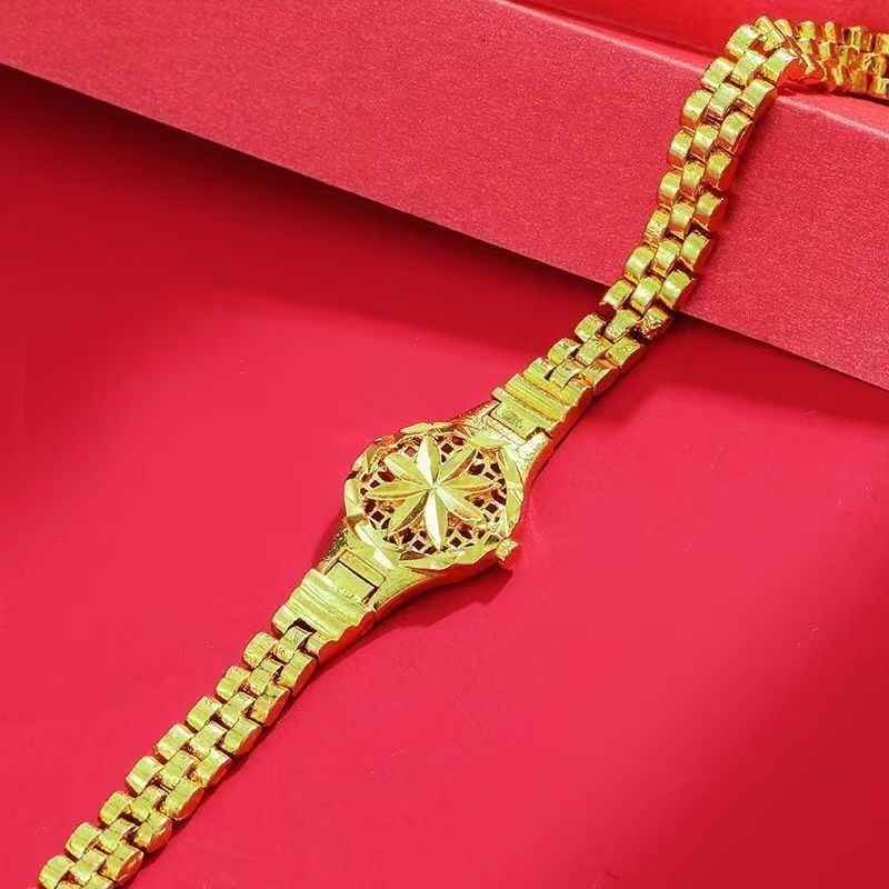 Store's Same Style Sand Gold Flower Watch Gold Bracelet Women's Bracelet Niche Simple Design Dropshipping