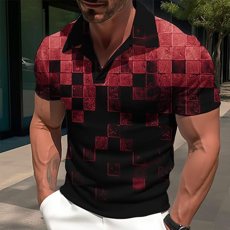 Herren Polohemd Mit Geometrischem Muster Für Golf Und Freizeit_voghion.com