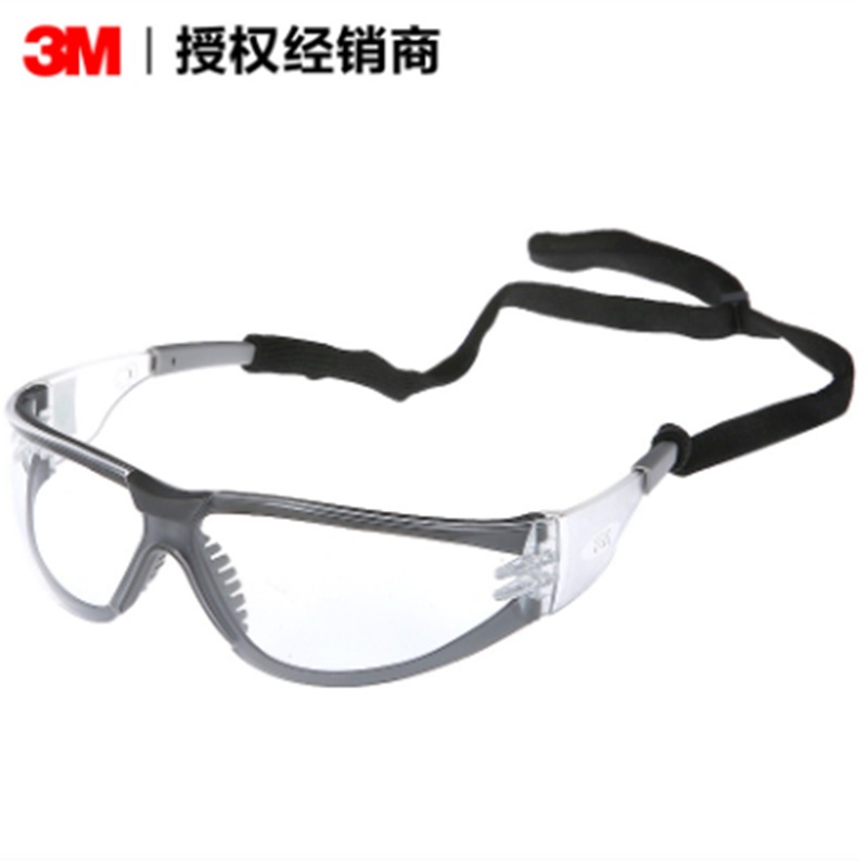 3M护目镜11394骑行运动防冲击劳保透明平光防护眼镜
