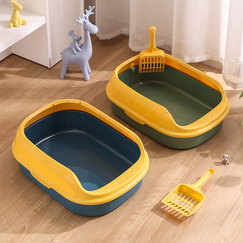 Baña de arena para gatos semicerrada inodoro para gatos a prueba de salpicaduras, banda elíptica, pedal para gatos, productos de limpieza para mascotas