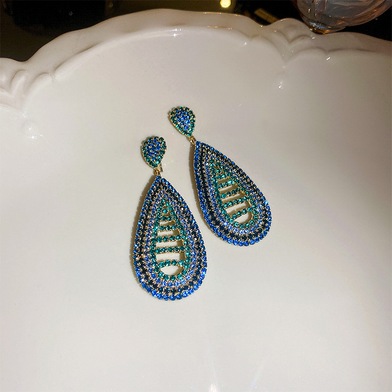 Exaggerated Tassel Copper Plating Artificial Rhinestones Earrings 1 Pair