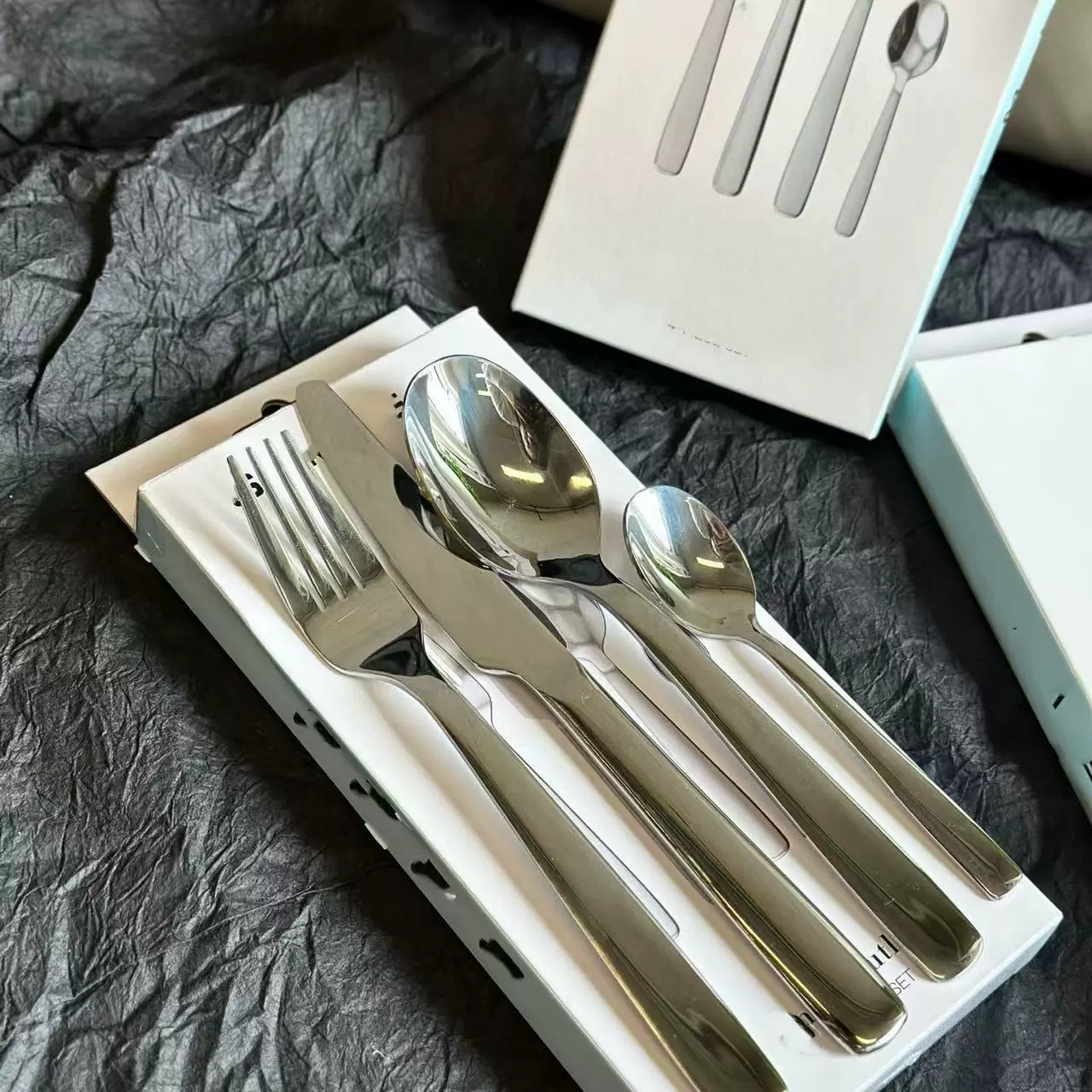Tableware stainless steel, durable set for hotel, simple and elegant design, increased thickness