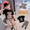 Girls&#39; suits Summer new 2021 children Short sleeved Cartoon Two piece set Female baby leisure time summer Western style clothes