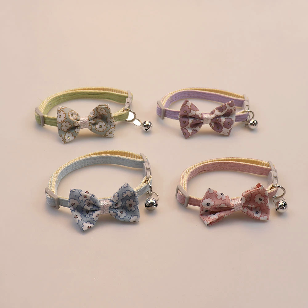 Новый ошейник для домашних животных решетчатый цветок кошачий ошейник милый колокольчик аксессуар щенок ошейник маленькая собака