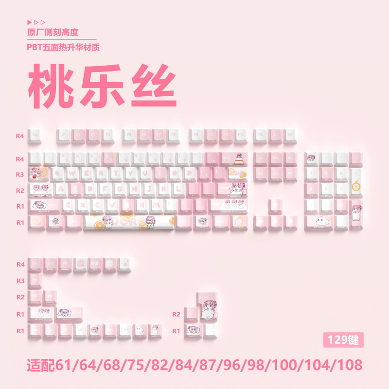 Mystery Cross-Border ホットセール 129 キーオリジナルサイド刻印半透明キーキャップ 5 面昇華 PBT パーソナライズされたメカニカルキーボード|undefined