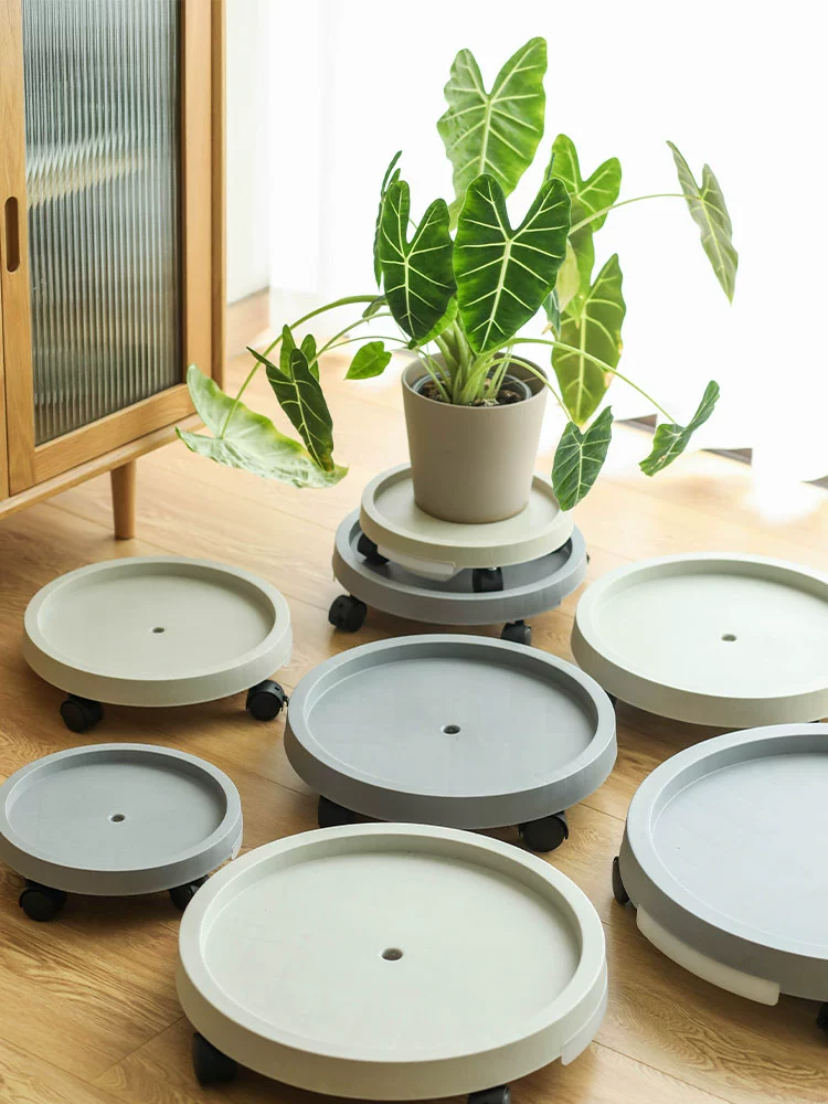 Поддон для воды с тормозным универсальный колесом для перемещения цветочного горшка съемный пластиковый утолщенной вид зеленая посадка основание с колесом