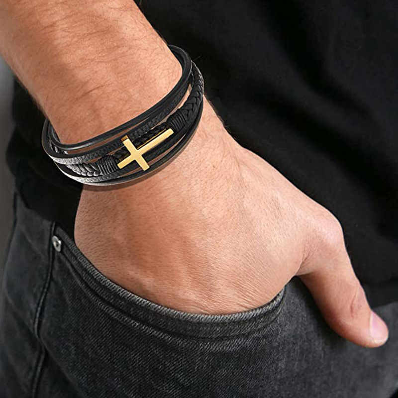 1 Piece Fashion Cross Pu Leather Alloy Womenu0027S Bracelets