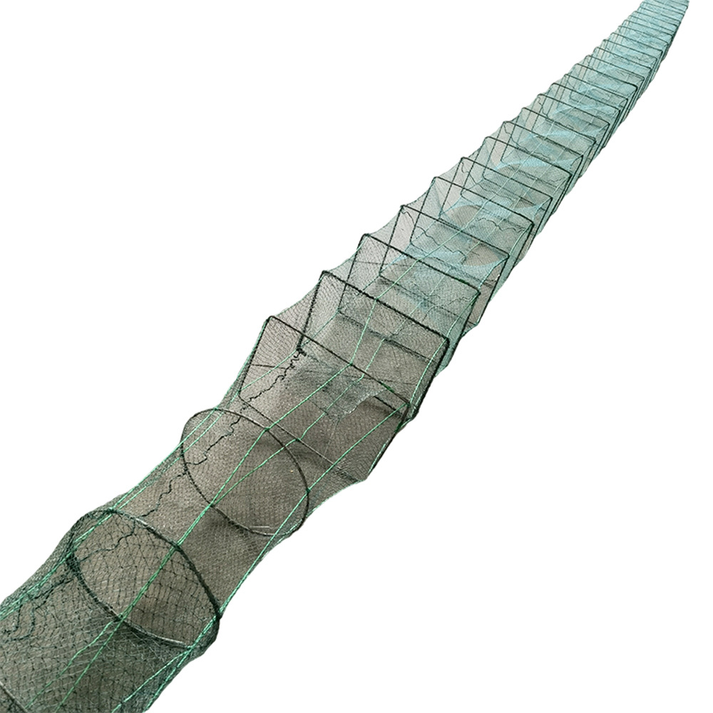 36-Sección 4-Strand 12m polietileno de alta densidad tejida Camarón jaula cangrejos cría caja neta negrita jaula de pescado anudada red