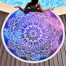 跨境专供圆形印花沙滩巾披肩午餐垫瑜伽垫3D数码打印树几何款浴巾