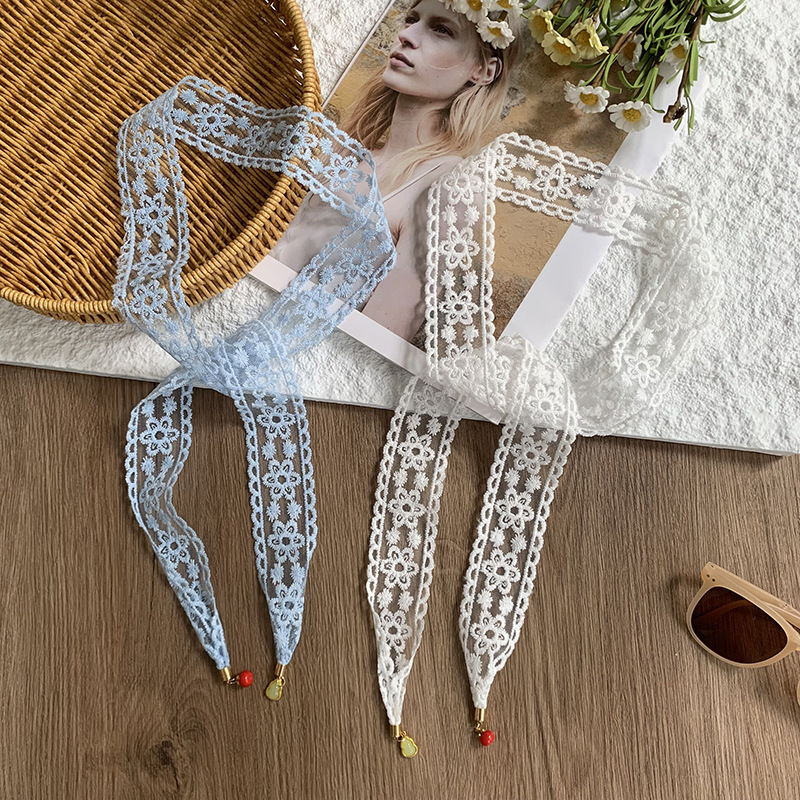Nuevo colgante de moda de encaje de hadas trenzado correa de cabello flotante correa de cabello blanca correa de cabello universal temperamento correa de cabello hueco