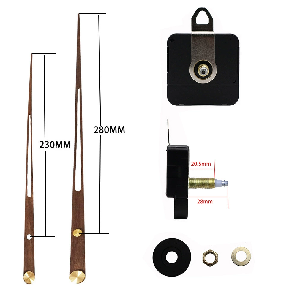Amazon cross -border DIY watch accessories multiple long -axis large torque movements with black walnut solid wood clock points