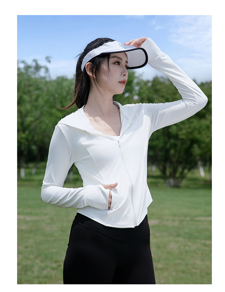 アイスシルク日焼け止め服 女性用 UVカット UPF50+ 薄手スポーツジャケット おしゃれ  詳細画像