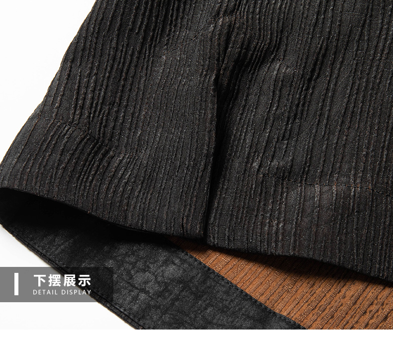 Áo gile nam cổ tròn lụa tơ tằm phong cách Trung Hoa cổ điển — Màu đen 25A028 chi tiết 14