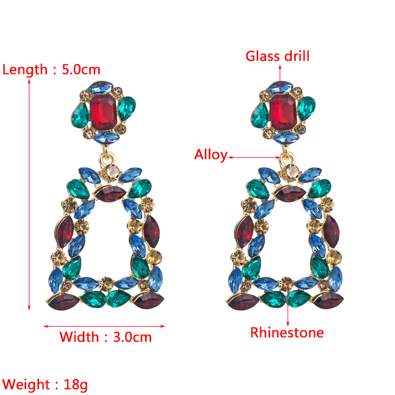 20g Weight Electroplating Gold Plating Process Alloy Ear Needle Material Rhinestones Inlay Material Fashion Geometric Alloy Artificial Gemstones Drop Earrings