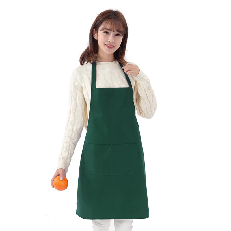 Delantales de cocina de poliéster con logo impreso, resistentes al agua, anti-manchas de aceite, para catering y trabajo, venta directa de fábrica.