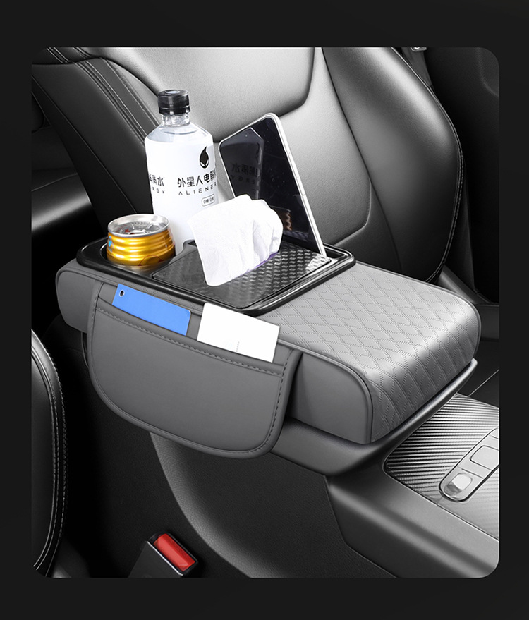 Cross-Border Foreign Trade Car Armrest Box Pad, Universal Car Tissue Box Heightening Pad, Full Leather Pad, Storage Universal Model