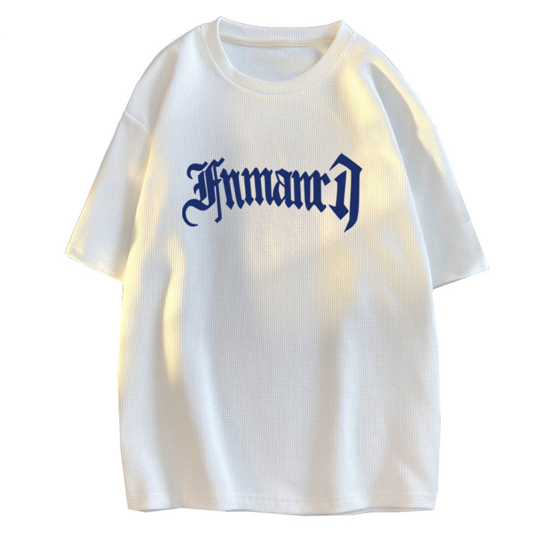 Waffle casual traje de los hombres de verano de seda de hielo de manga corta Camiseta de los hombres con ropa deportiva de marca de moda guapo