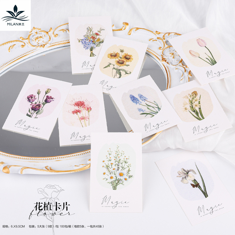 Tarjeta de felicitación floral ins estilo simple tarjeta inglesa tarjeta de felicitación de vacaciones creativa confesión mensaje etiqueta flor