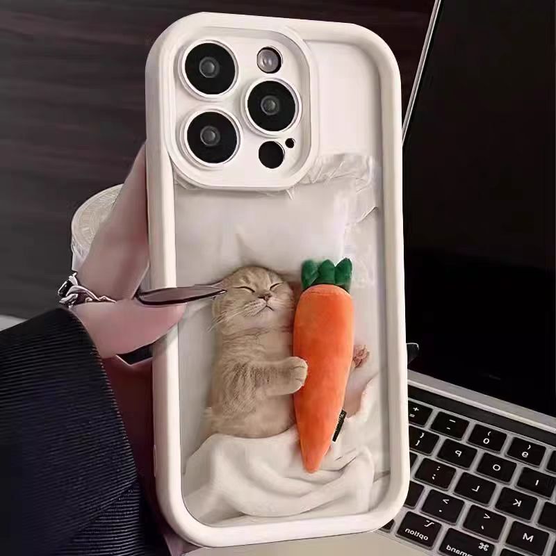 For Samsung A55 35 A53 34 mobile phone case S24Ultra sleeping cat S23FE/Note20U cute