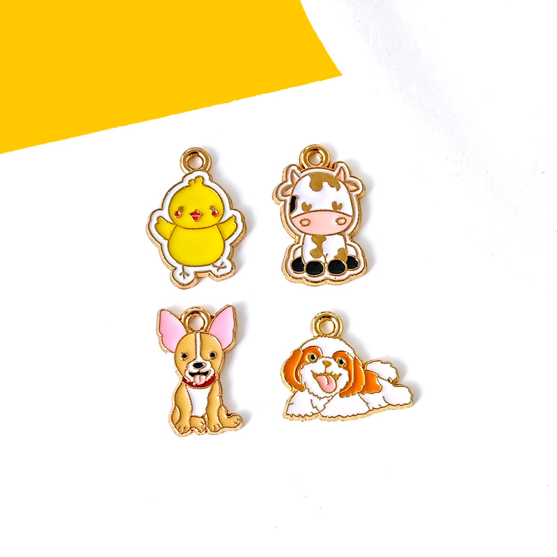 オイルドリップ合金小動物ひよこと子犬アクセサリー豚ペンダント diy イヤリングネックレスブレスレット携帯電話チェーンペンダント|undefined