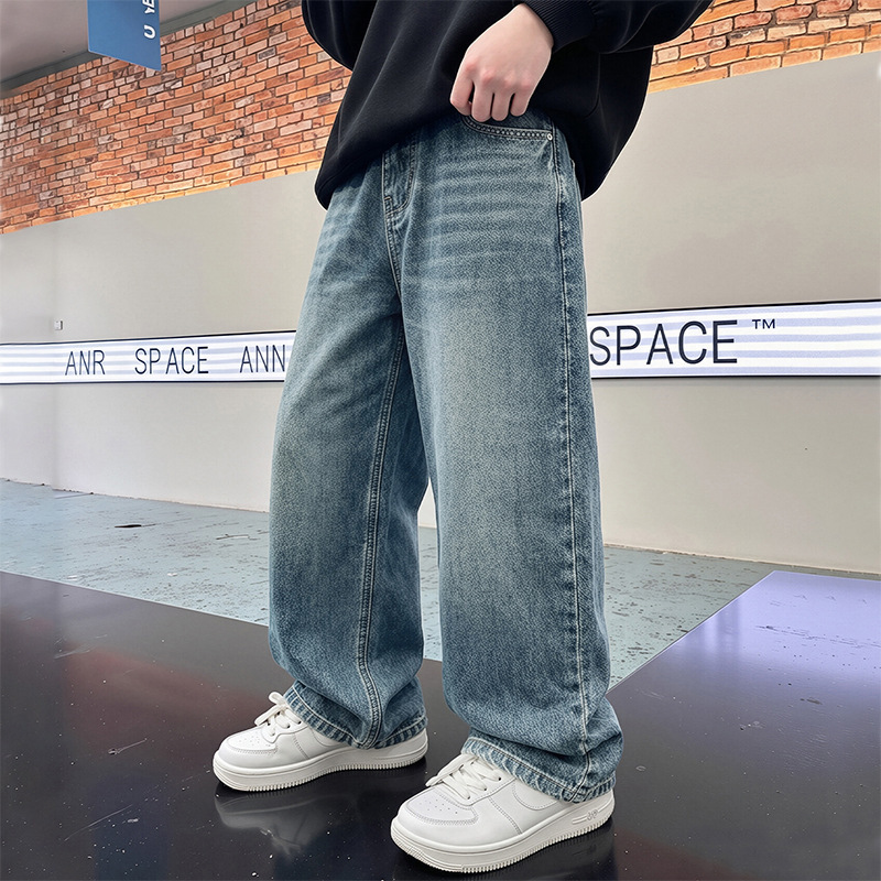 Tonghui Boys' Jeans New Style Spring and Autumn Wide-Leg Children's Boys' Clothing Long Pants Stylish Youth Casual Pants Tonghui Boys' Jeans New Style Spring and Autumn Wide-Leg Children's Boys' Clothing Long Pants Stylish Youth Casual Pants