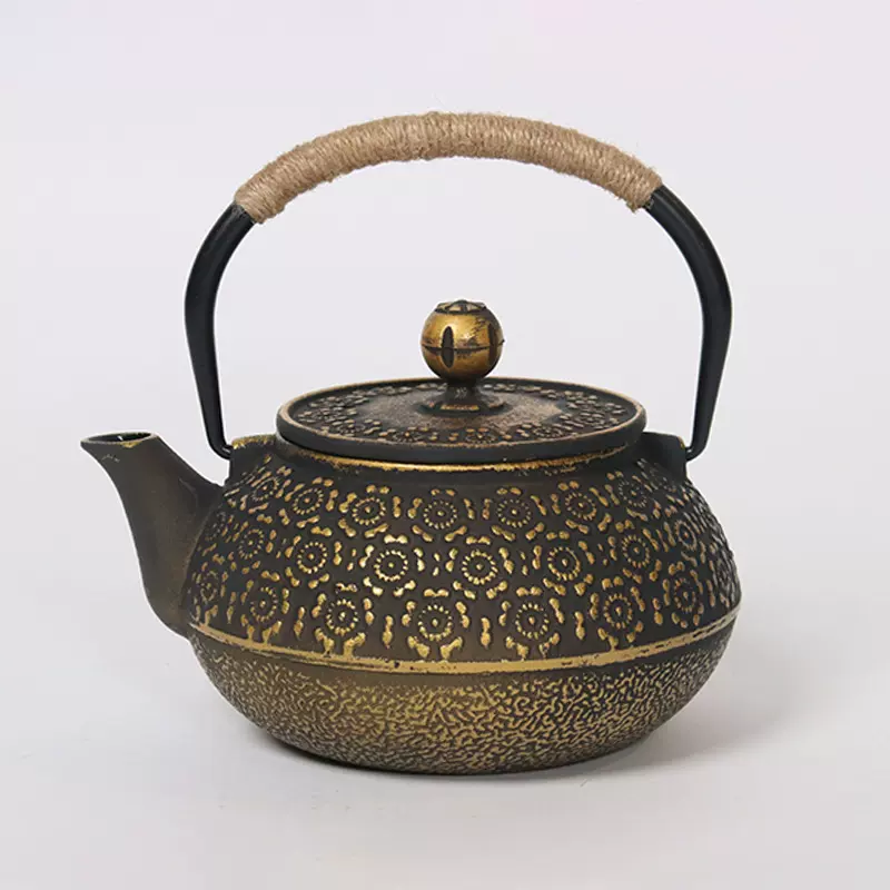 0.8L围炉铁壶日本铸铁壶牡丹泡茶壶煮茶壶生铁壶无涂层茶具批发