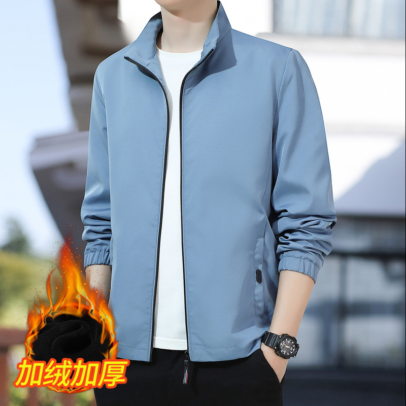 Otoño y invierno chaqueta de tamaño grande hombre otoño estilo coreano suelto de cuello vertical chaqueta de moda guapo chaqueta casual image 9