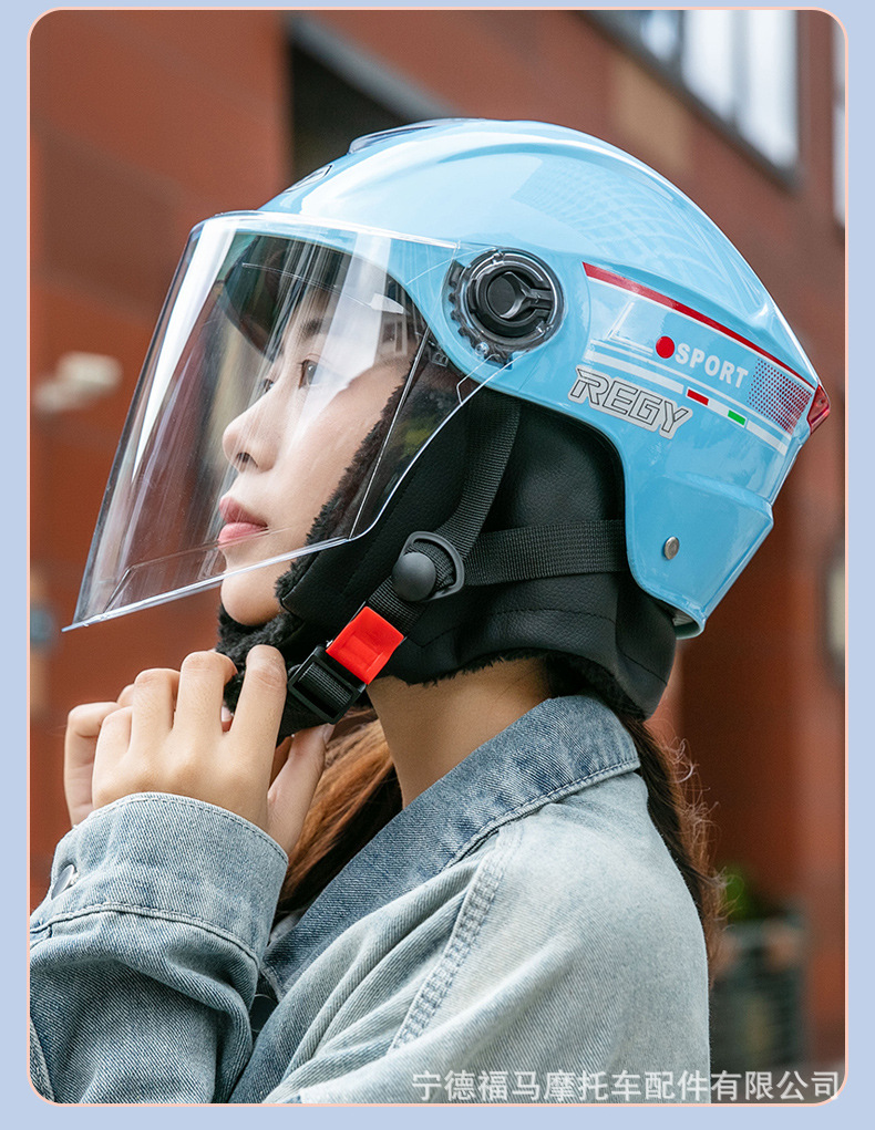 Class a 3C Certified Motorcycle Electric Vehicle Helmet Safety Helmet Autumn and Winter Warm Half Helmet Battery Vehicle Anti-Collision