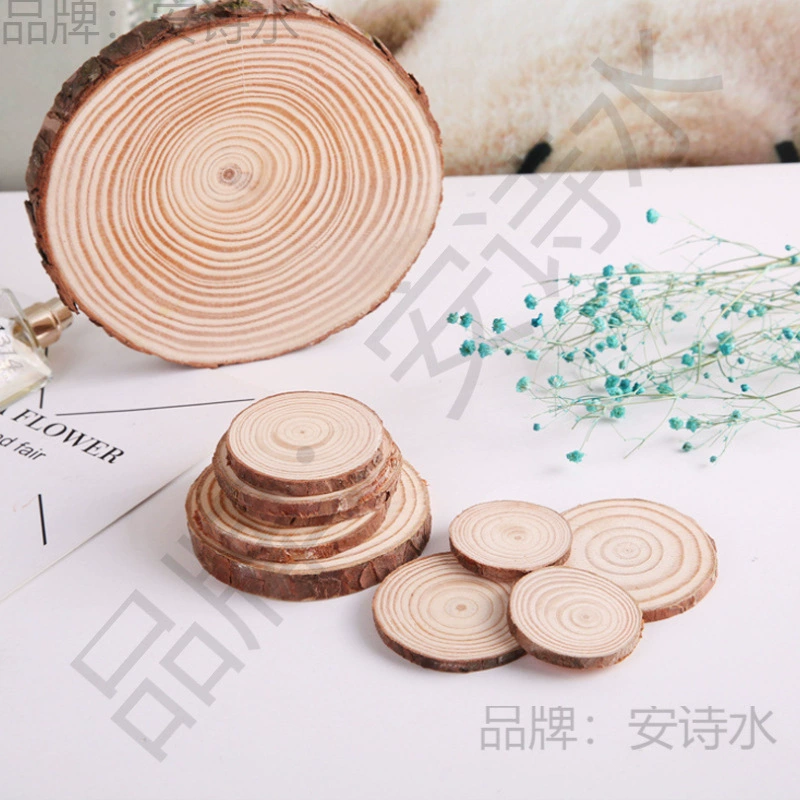 原木年轮木片手工原木木桩底座造景幼儿园环创装饰桐木松木片摆件